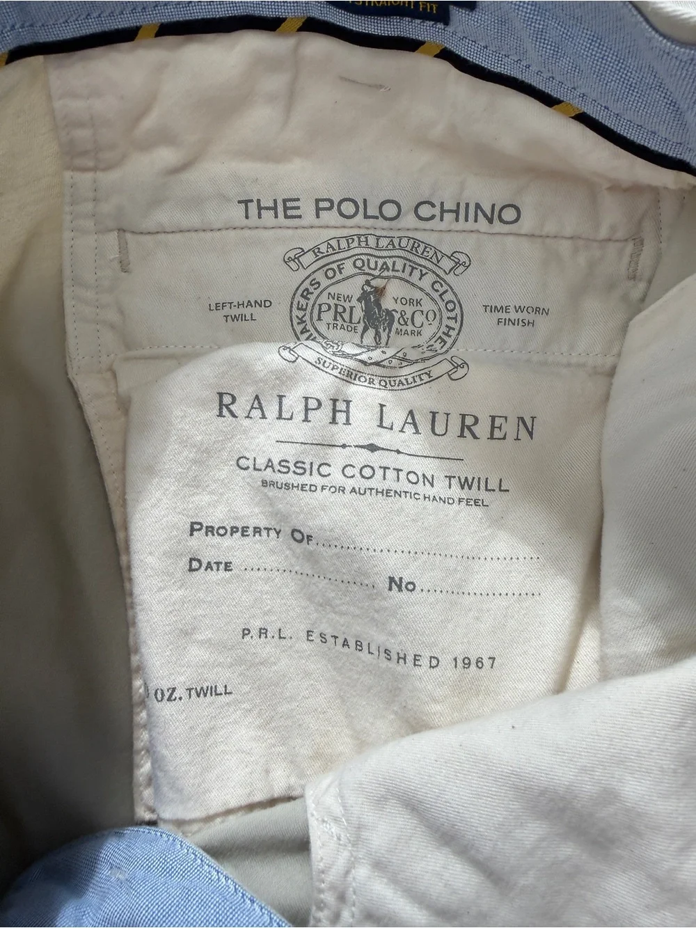 Polo Ralph Lauren Tan Khaki Stretch Straight Fit Chino Trousers Size 36